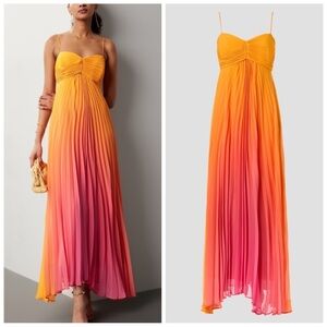 DELFI Collective Nicole Ombre Sunset Pink Orange Maxi Dress Gown New with Tags!